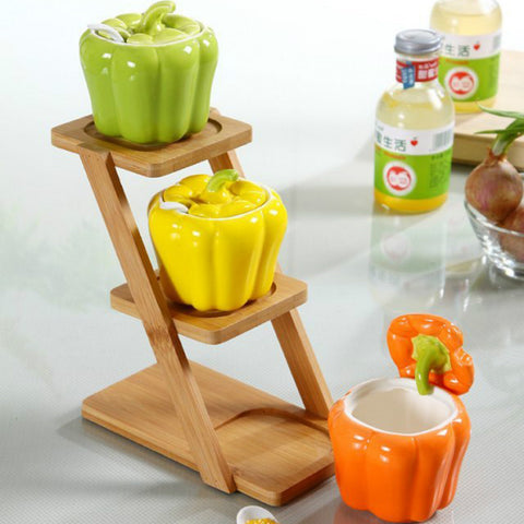 3 Pcs Ceramic Pepper Seasoning Jar