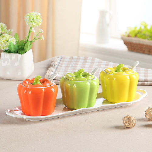 3 Pcs Ceramic Pepper Seasoning Jar