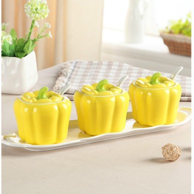 3 Pcs Ceramic Pepper Seasoning Jar