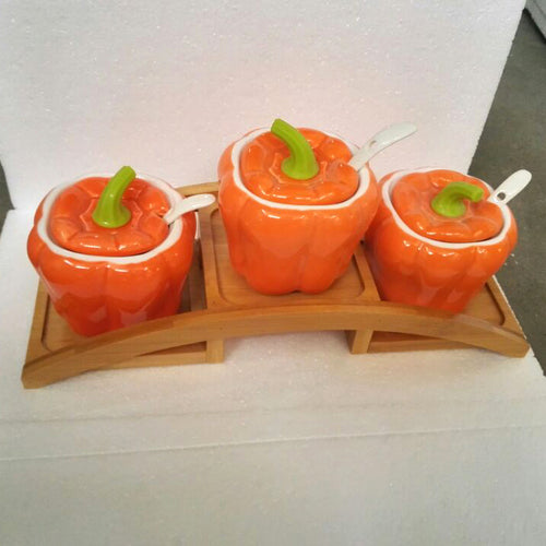 3 Pcs Ceramic Pepper Seasoning Jar