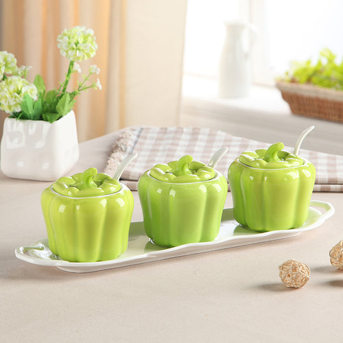 3 Pcs Ceramic Pepper Seasoning Jar