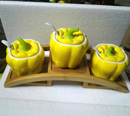 3 Pcs Ceramic Pepper Seasoning Jar