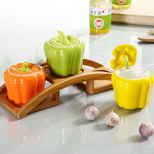 3 Pcs Ceramic Pepper Seasoning Jar