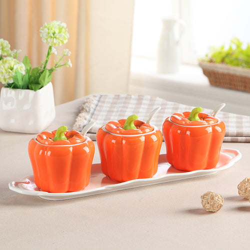 3 Pcs Ceramic Pepper Seasoning Jar